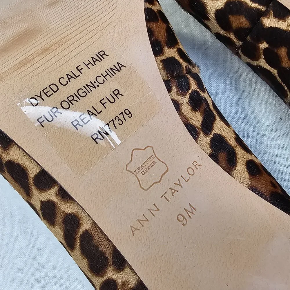 Ann Taylor Beck  Leopard Print Calf Hair 3.5” Loafer Stiletto Heel Pump 9M - Picture 11 of 14